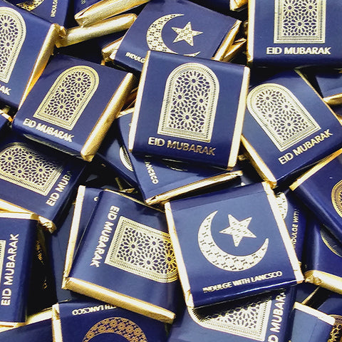 Eid Gift Box - Navy Blue Design x 50 Chocolate Squares