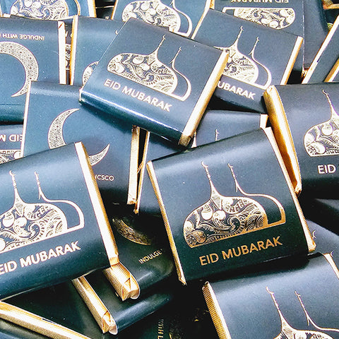 Eid Mubarak 5 Packs - Dark Green / Gold - Mint Chocolate Eid Mubarak 5 Packs - Dark Green / Gold - Mint Chocolate