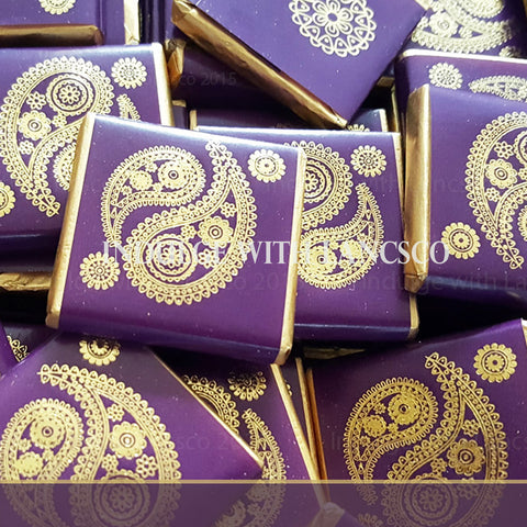 Purple Paisley - Milk Chocolate Neapolitan Squares x 50