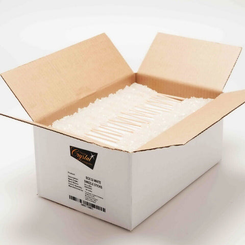 White Sugar Crystal Swizzle Sticks Box of 100