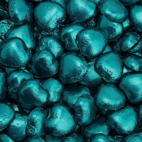 Teal Foiled Hearts x 50