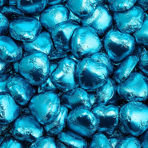Turquoise Foiled Hearts x 50
