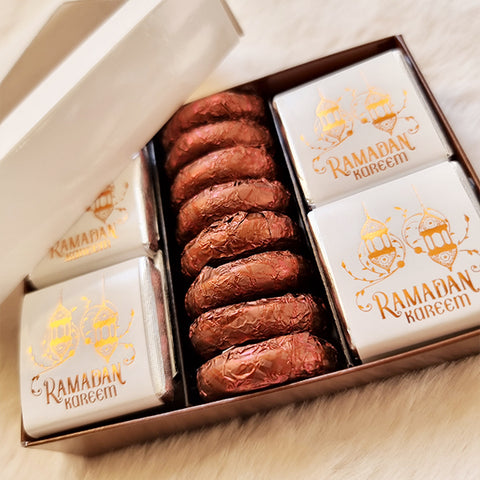 Ramadan Gift Box - 24 x Milk Chocolate Squares & 8 x Dark Chocolate Coffee Cremes - Personalisation Available