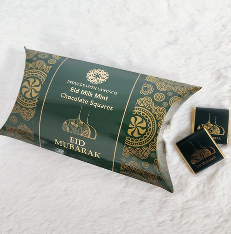 Eid Gift Box - Dark Green / Gold Design x 50 Mint Chocolate Squares