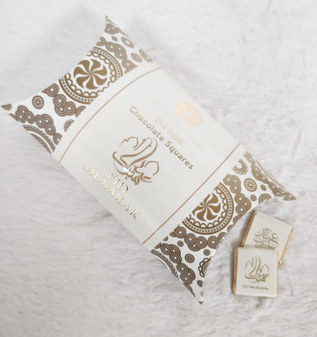 Eid Gift Box - Cream Design x 50 Chocolate Squares
