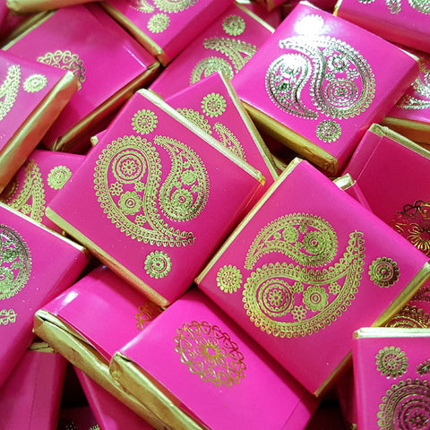 Pink Paisley - Milk Chocolate Neapolitan Squares x 50